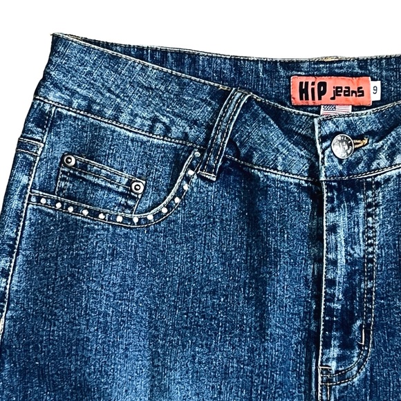 Hip Jeans Sz M VTG Denim Maxi Skirt Y2K Butterfly Rhinestone Embroidered - Picture 5 of 10